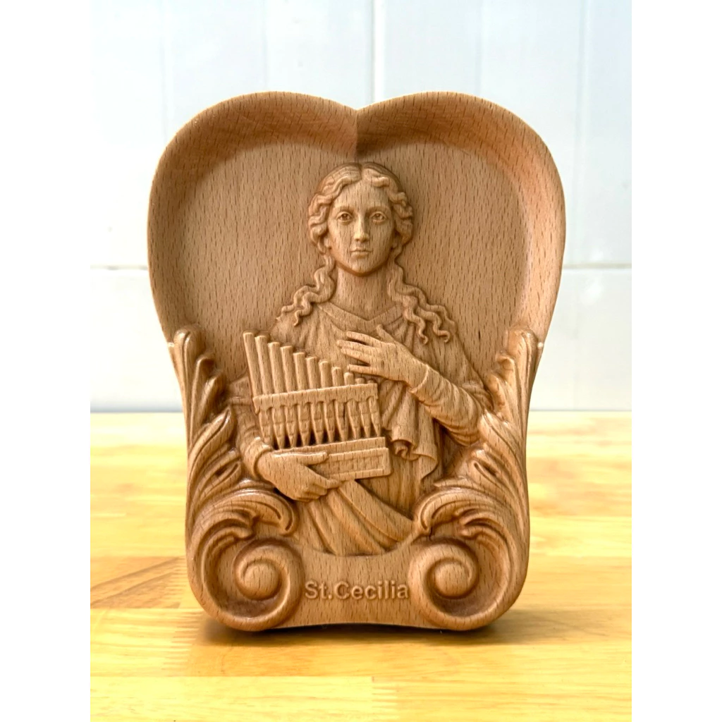 PHÙ ĐIÊU HÌNH TIM THÁNH CECILIA (Saint Cecilia), GỖ BEECH