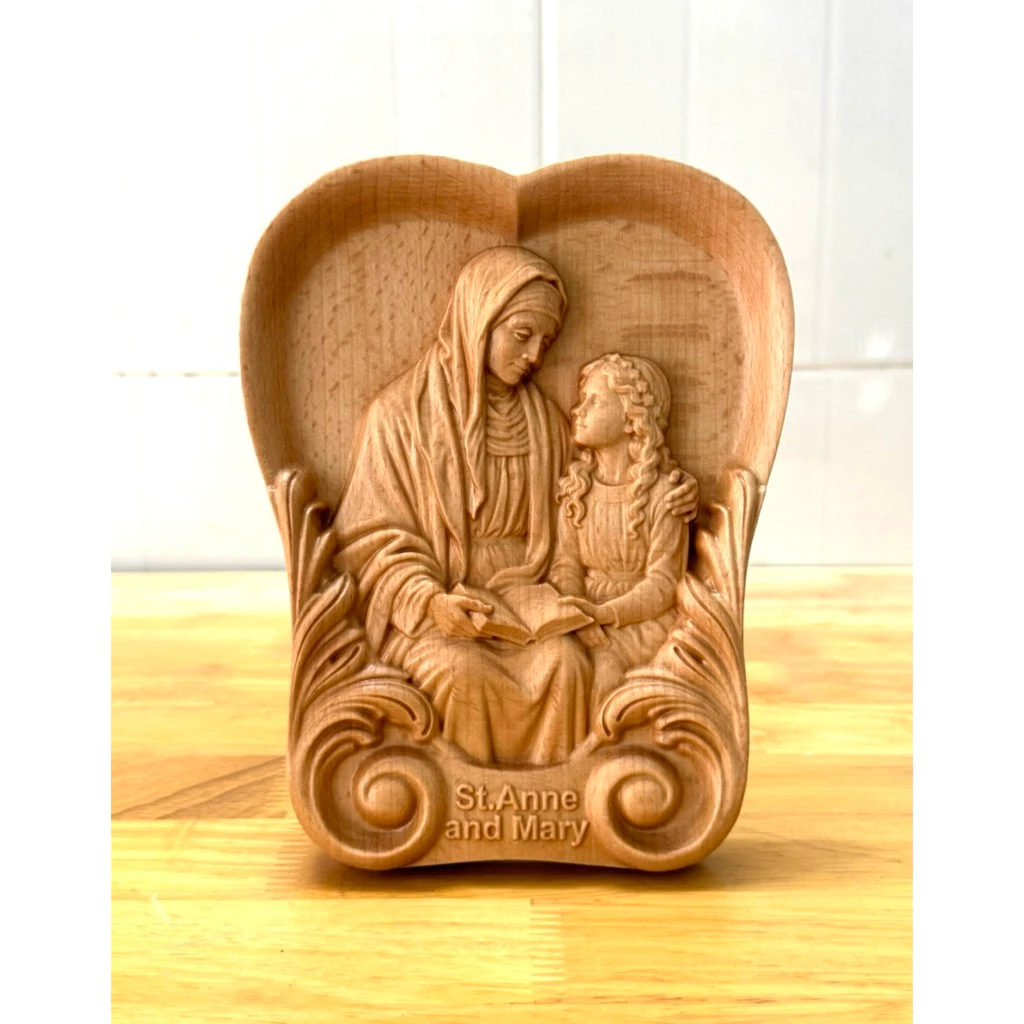 PHÙ ĐIÊU HÌNH TIM THÁNH ANNA VÀ ĐỨC MẸ MARIA (Saint Anne & Mary mother of Jesus)
