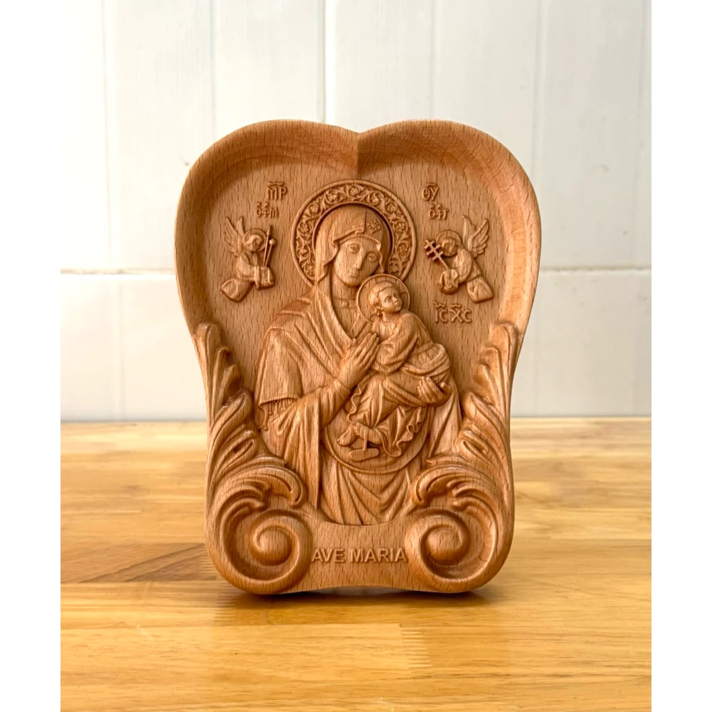 PHÙ ĐIÊU HÌNH TIM ĐỨC MẸ HẰNG CỨU GIÚP (Our Lady of Perpetual Help), GỖ BEECH