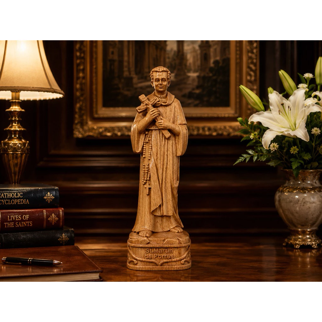 TƯỢNG THÁNH MARTINÔ DE PORRES, CAO 30CM