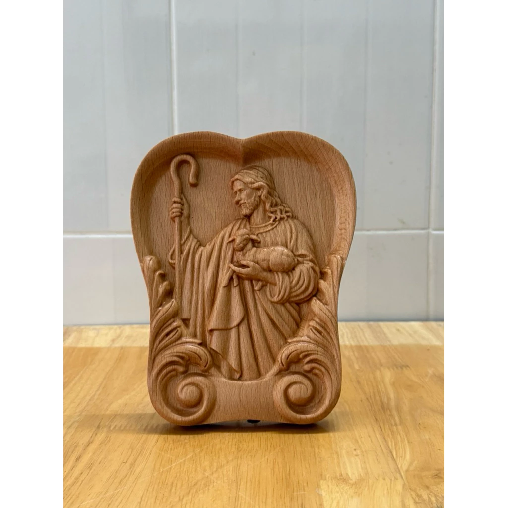 PHÙ ĐIÊU HÌNH TIM CHÚA CHIÊN LÀNH (The Good Shepherd),  GỖ BEECH