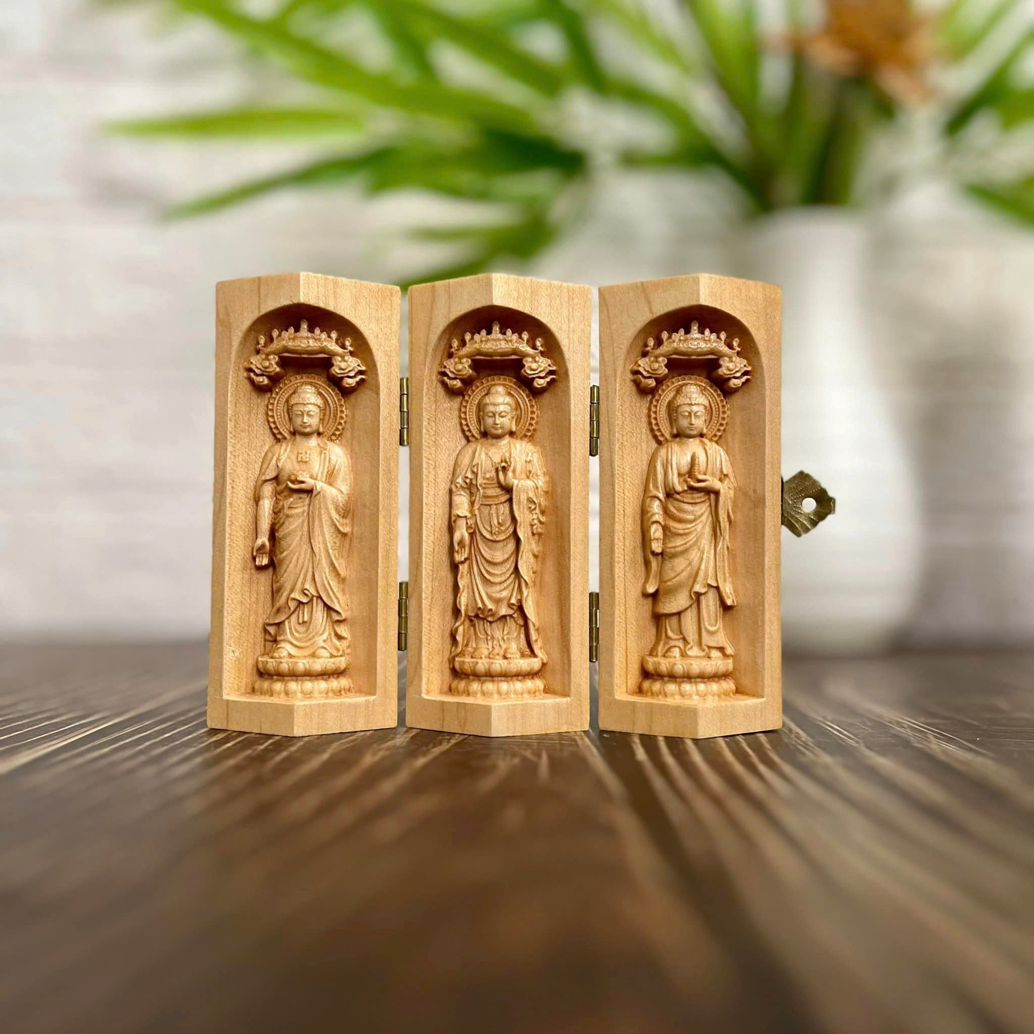 GỖ MAPLE 10CM, BỘ HOÀNH TAM THÁNH ADIDA - THÍCH CA - DƯỢC SƯ