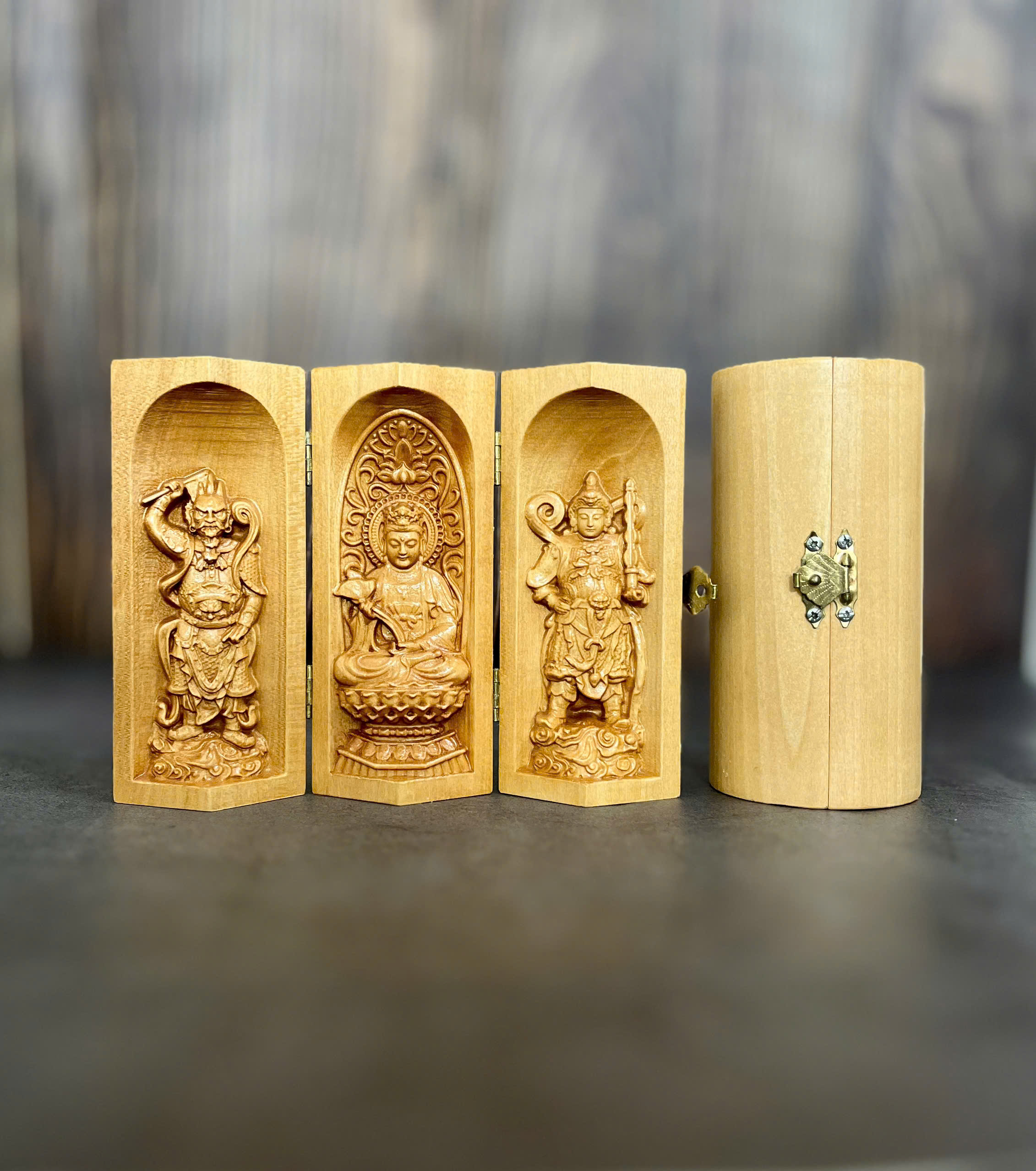 Bộ tượng Đại Thế Chí Bồ Tát - Bản mệnh cho người tuổi Ngọ, cao 13cm, gỗ Bồ Đề