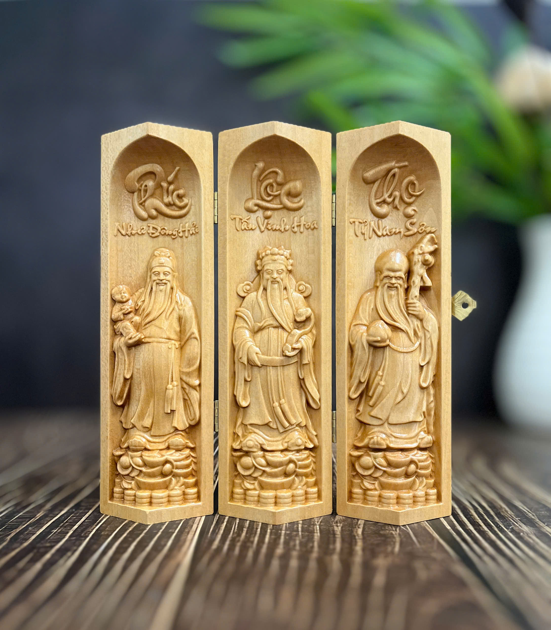 GỖ BỒ ĐỀ 20CM : BỘ TƯỢNG PHÚC - LỘC - THỌ