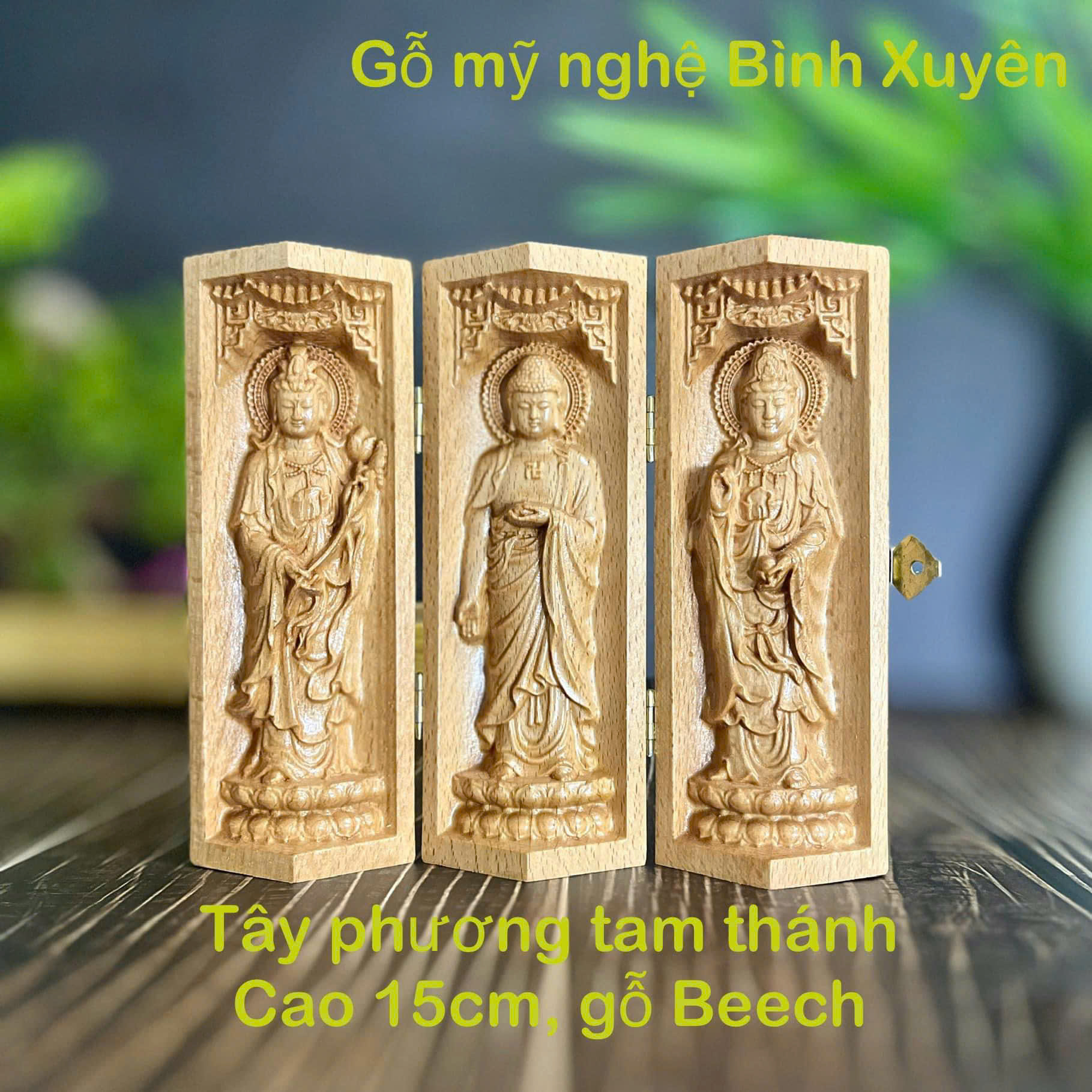 BỘ TÂY PHƯƠNG TAM THÁNH CAO 15CM, GỖ BEECH