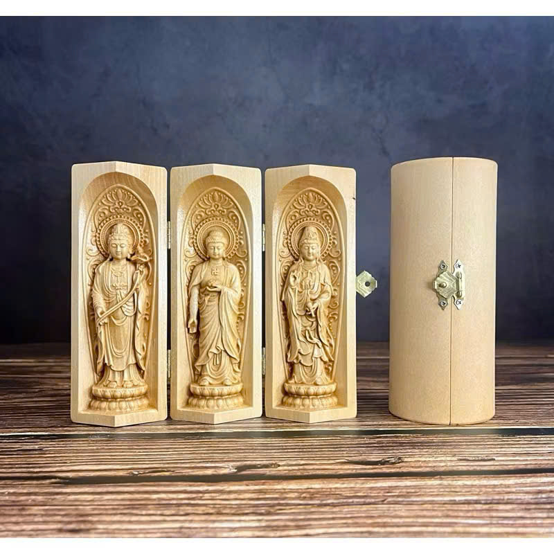 GỖ BỒ ĐỀ 15CM : TÂY PHƯƠNG TAM THÁNH ĐẠI THẾ CHÍ - ADIDA - QUAN ÂM