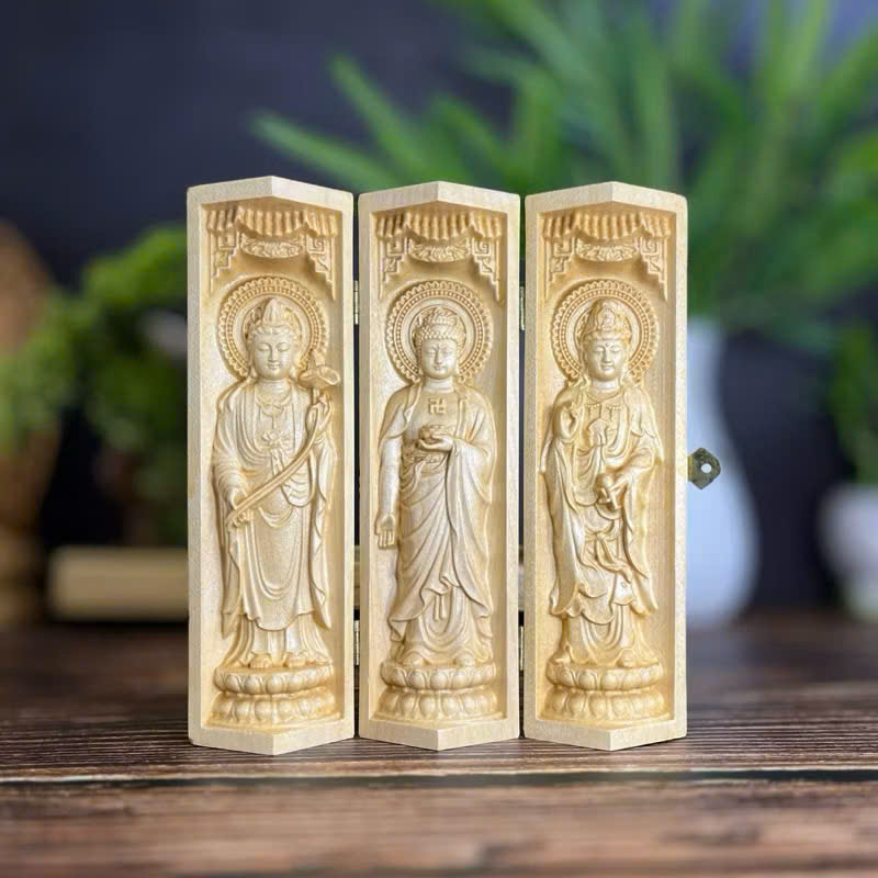 BỘ TƯỢNG TÂY PHƯƠNG TAM THÁNH 20CM, GỖ MAPLE