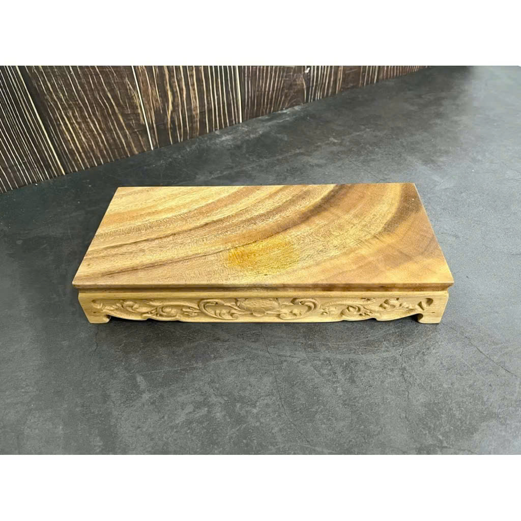 Combo Liên Hoa Tâm Phật gồm đôn gỗ me tây, Bộ tượng Tây Phương Tam Thánh cao 20cm, gỗ bồ đề