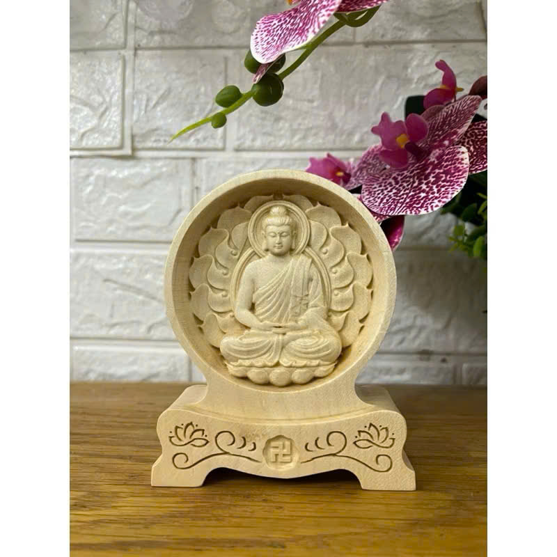 Tượng Phật Thích Ca để bàn, cao 12cm, gỗ Maple