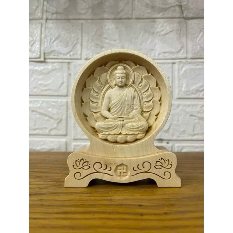 Tượng Phật Thích Ca để bàn, cao 12cm, gỗ Maple