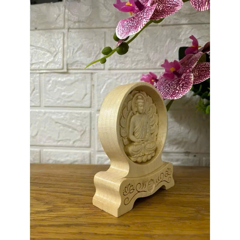 Tượng Phật Thích Ca để bàn, cao 12cm, gỗ Maple