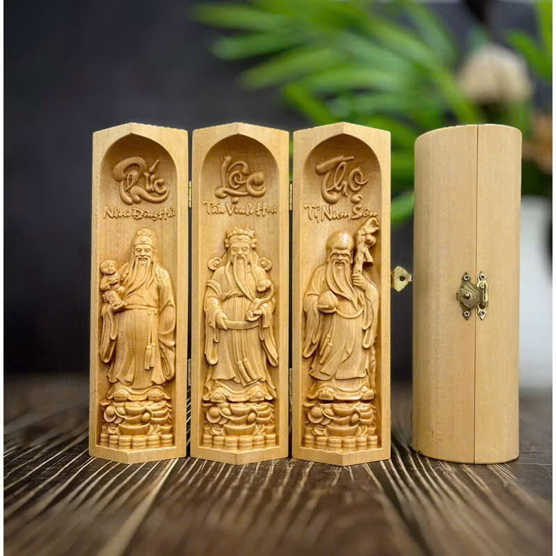 GỖ BỒ ĐỀ 20CM : BỘ TƯỢNG PHÚC - LỘC - THỌ