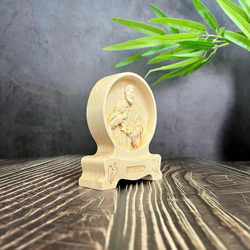 PHÙ ĐIÊU ĐỂ BÀN THÁNH PHÊ RÔ (Saint Peter), CAO 12CM, GỖ MAPLE
