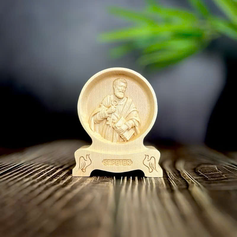 PHÙ ĐIÊU ĐỂ BÀN THÁNH PHÊ RÔ (Saint Peter), CAO 12CM, GỖ MAPLE