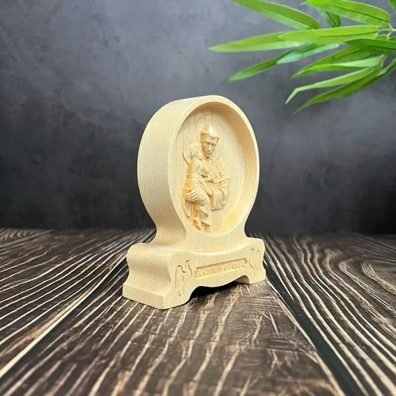 PHÙ ĐIÊU THÁNH AN TÔN CHẠM 2 MẶT GIỐNG NHAU ĐỂ Ô TÔ, CAO 12CM, GỖ MAPLE