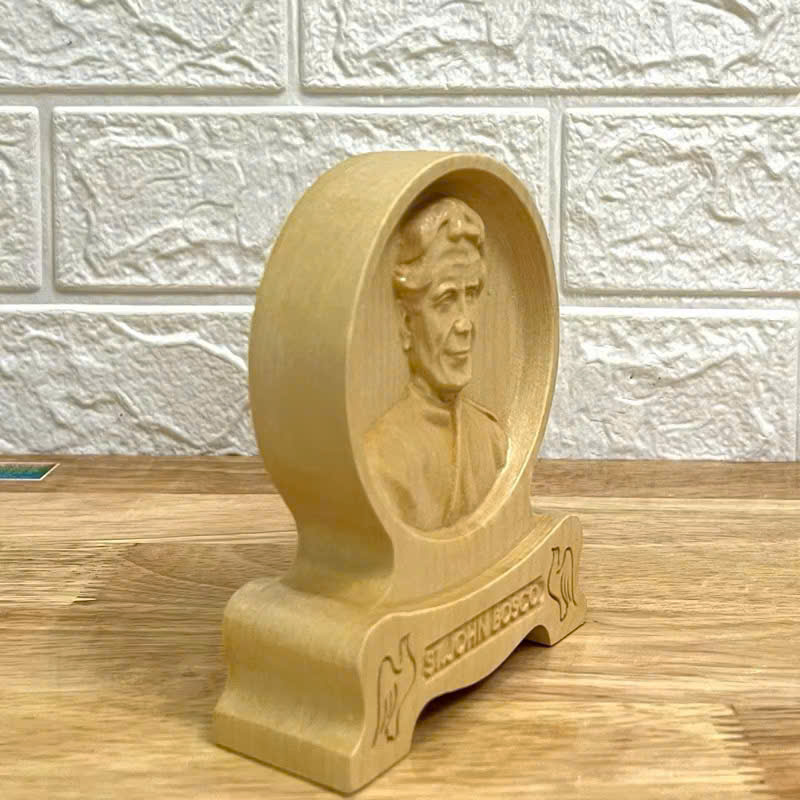 PHÙ ĐIÊU ĐỂ BÀN THÁNH GIOAN BOSCO ( Saint John Bosco), CAO 12CM, GỖ MAPLE