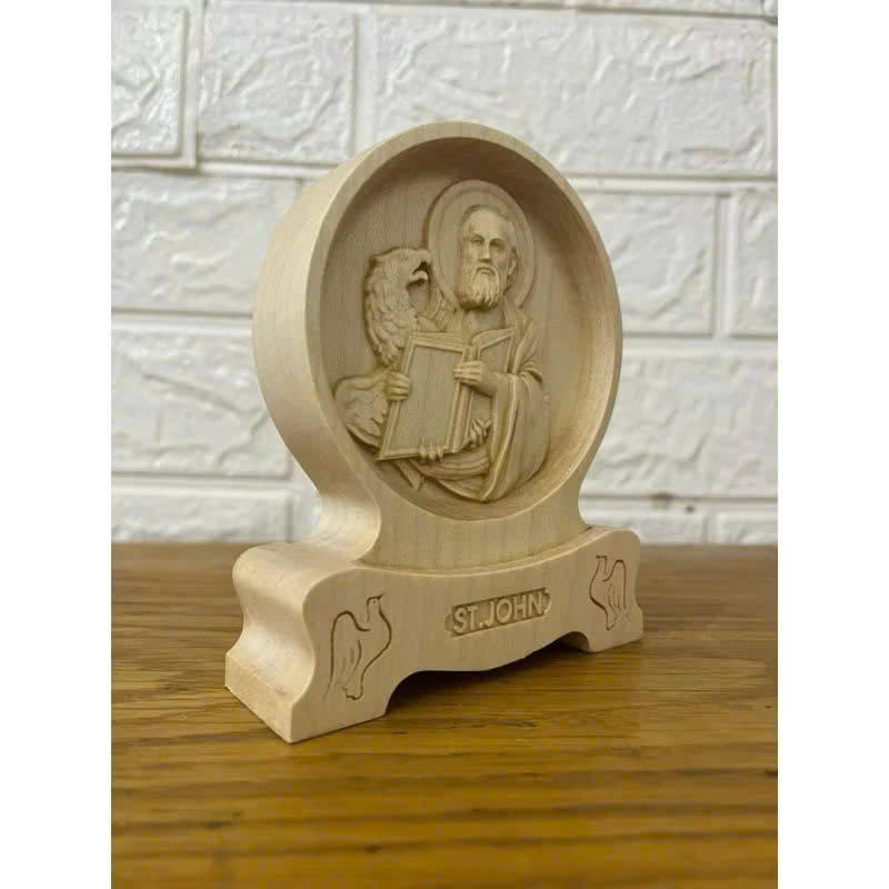 PHÙ ĐIÊU ĐỂ BÀN THÁNH GIOAN TÔNG ĐỒ (John the Apostle / John the Evangelist), CAO 12CM, GỖ MAPLE