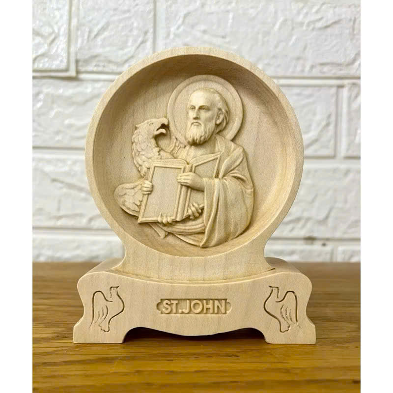PHÙ ĐIÊU ĐỂ BÀN THÁNH GIOAN TÔNG ĐỒ (John the Apostle / John the Evangelist), CAO 12CM, GỖ MAPLE