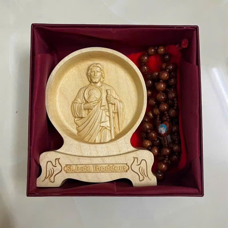 PHÙ ĐIÊU ĐỂ BÀN THÁNH JUDE (Saint Jude Thaddeus), CAO 12CM, GỖ MAPLE
