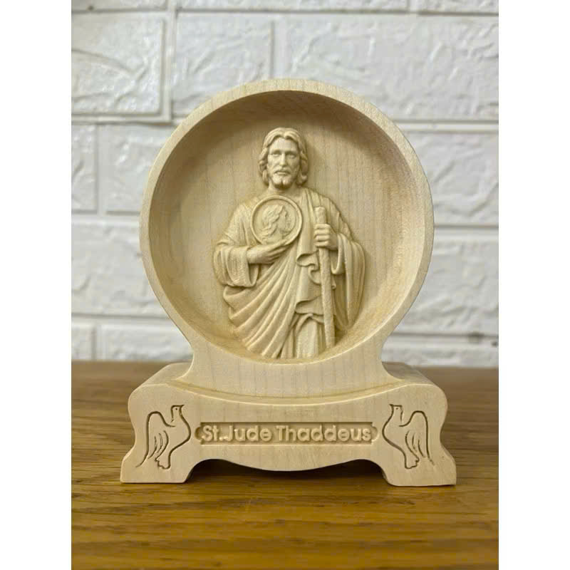 PHÙ ĐIÊU ĐỂ BÀN THÁNH JUDE (Saint Jude Thaddeus), CAO 12CM, GỖ MAPLE