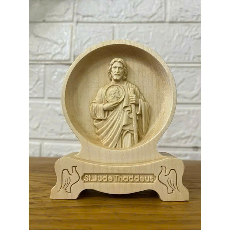 PHÙ ĐIÊU ĐỂ BÀN THÁNH JUDE (Saint Jude Thaddeus), CAO 12CM, GỖ MAPLE