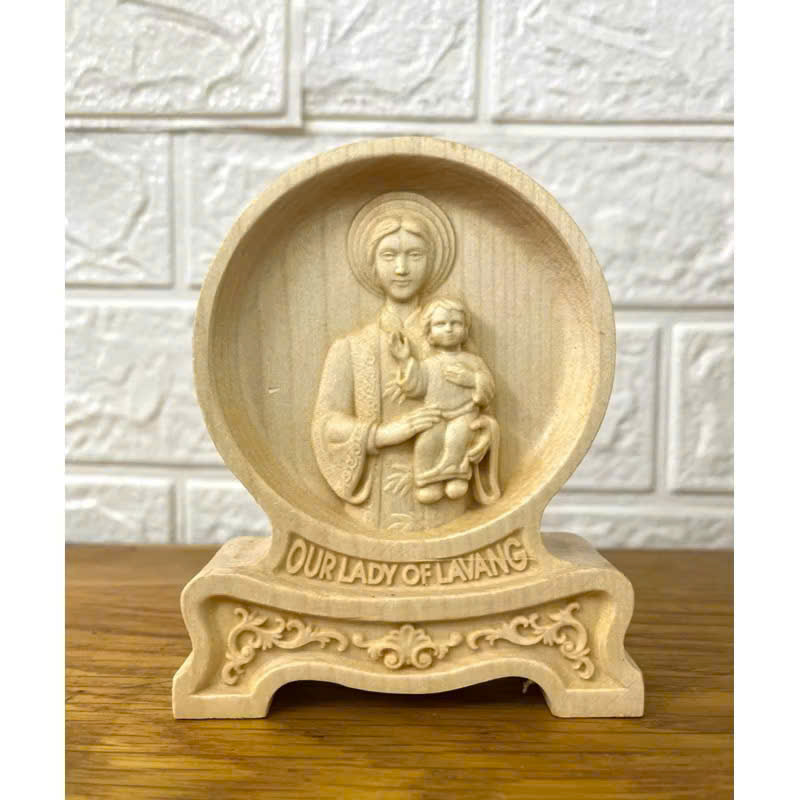 PHÙ ĐIÊU ĐỂ BÀN ĐỨC MẸ  LA VANG, CAO 12CM, GỖ MAPLE