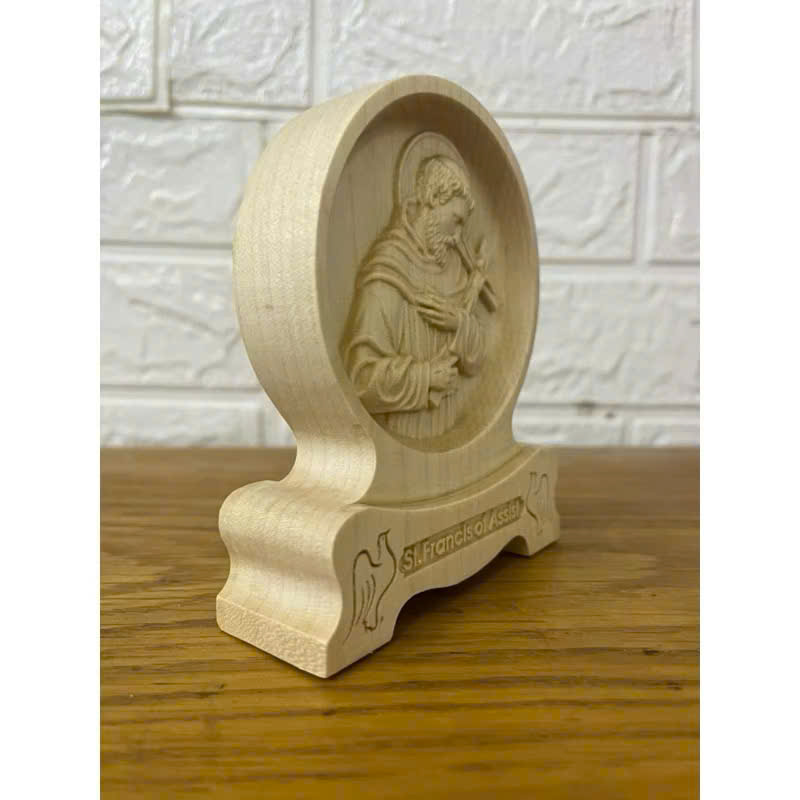 PHÙ ĐIÊU ĐỂ BÀN THÁNH FRANCIS OF ASSISI (Saint Francis of Assisi), CAO 12CM, GỖ MAPLE
