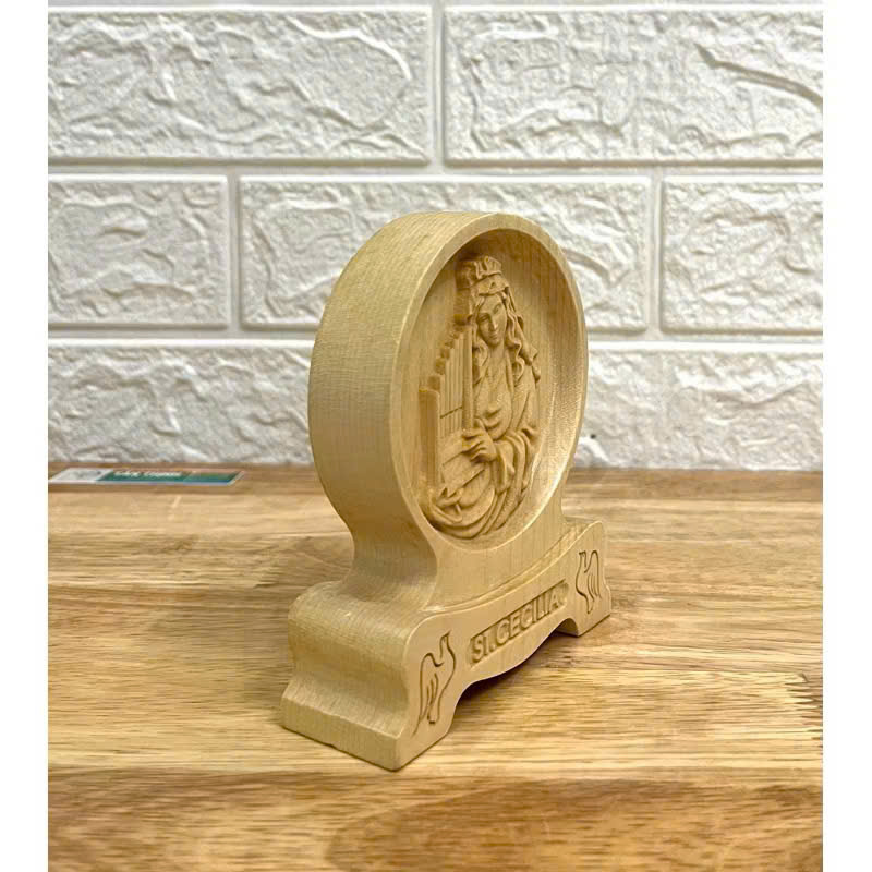 PHÙ ĐIÊU ĐỂ BÀN THÁNH CECILIA ( Saint Cecilia), CAO 12CM, GỖ MAPLE