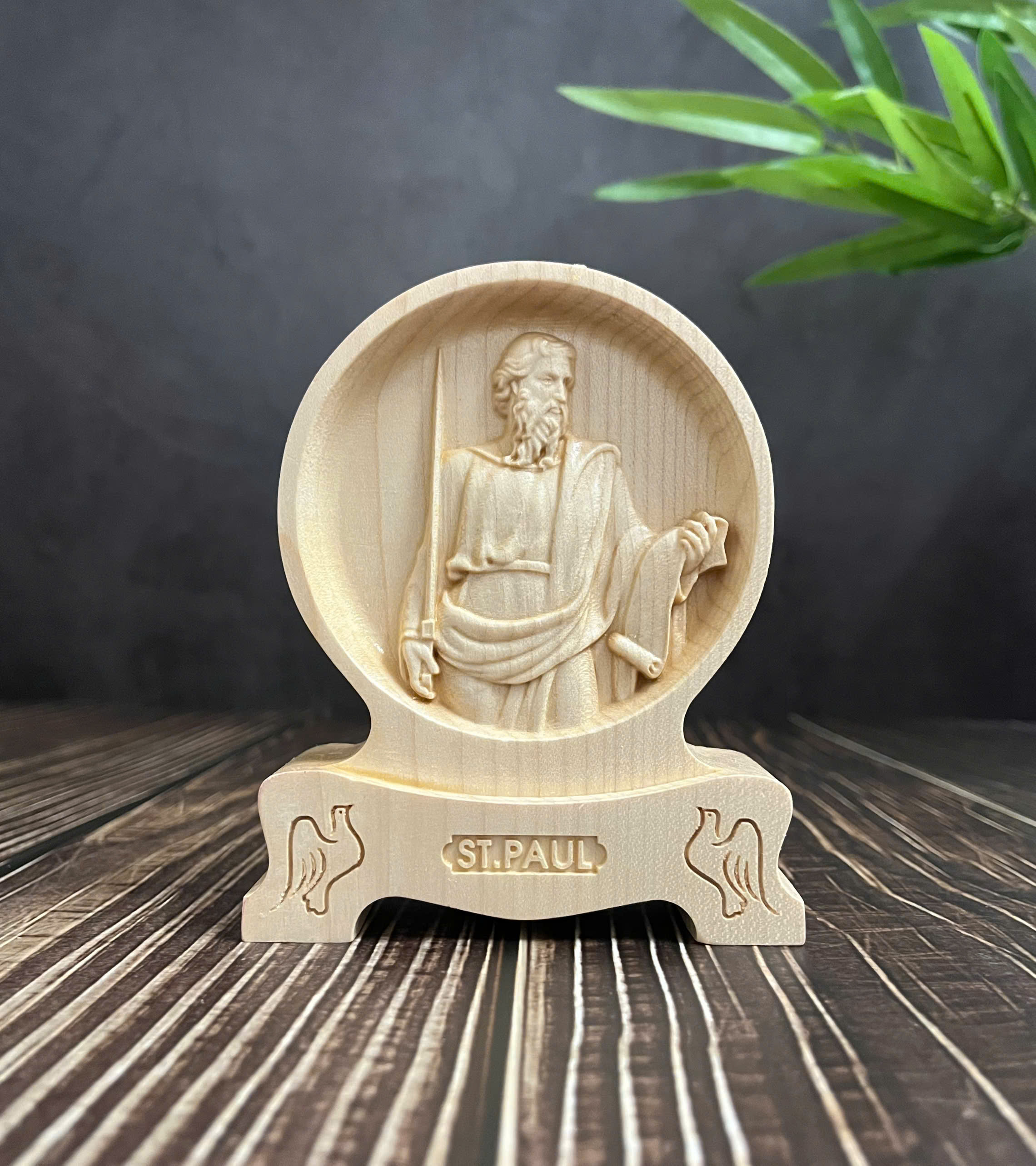 PHÙ ĐIÊU ĐỂ BÀN THÁNH PHAOLÔ (Saint Paul), CAO 12CM, GỖ MAPLE