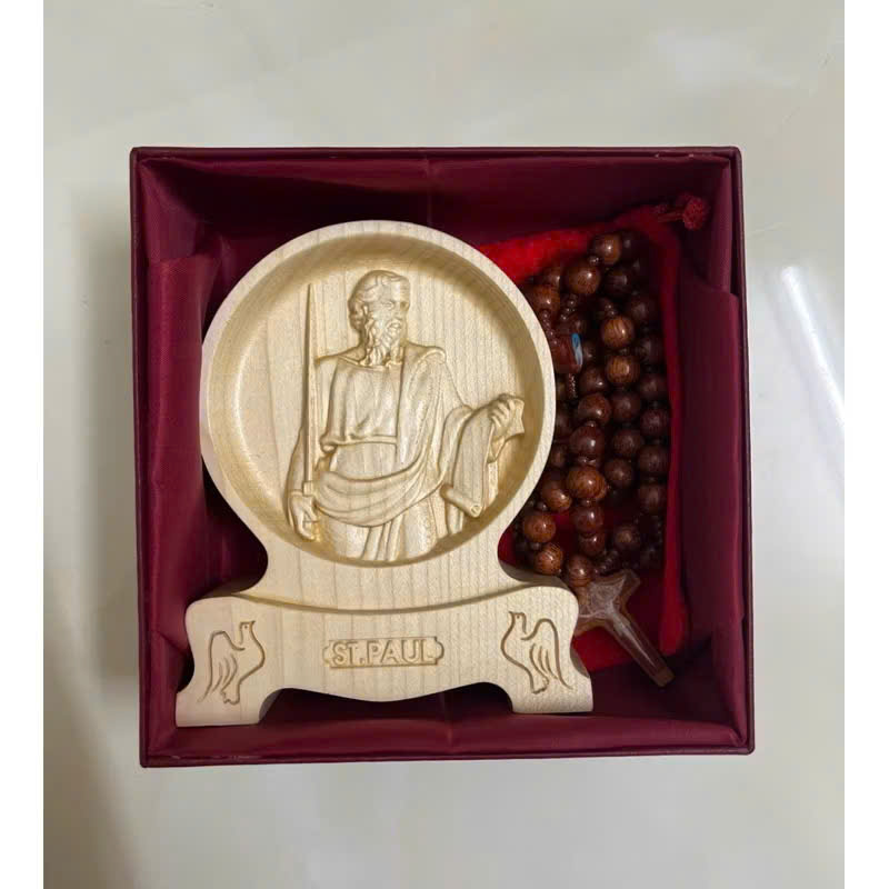 PHÙ ĐIÊU ĐỂ BÀN THÁNH PHAOLÔ (Saint Paul), CAO 12CM, GỖ MAPLE