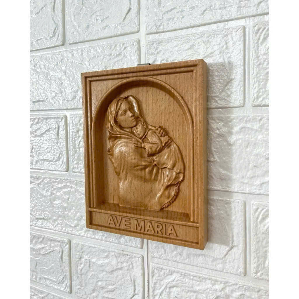 PHÙ ĐIÊU TREO TƯỜNG ĐỨC MẸ BẾ CHÚA (Virgin Mary – Mother of God with the Child Jesus)