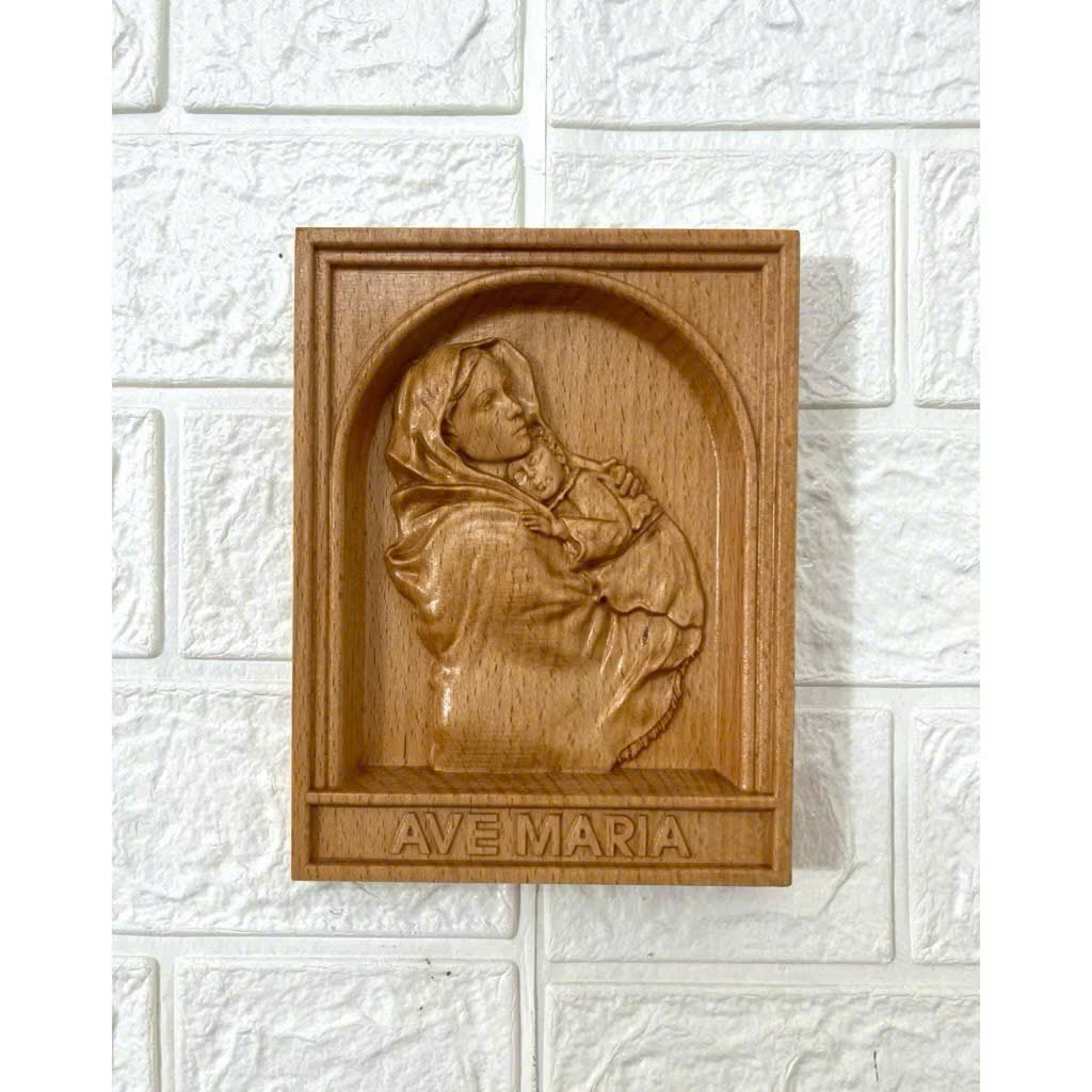 PHÙ ĐIÊU TREO TƯỜNG ĐỨC MẸ BẾ CHÚA (Virgin Mary – Mother of God with the Child Jesus)