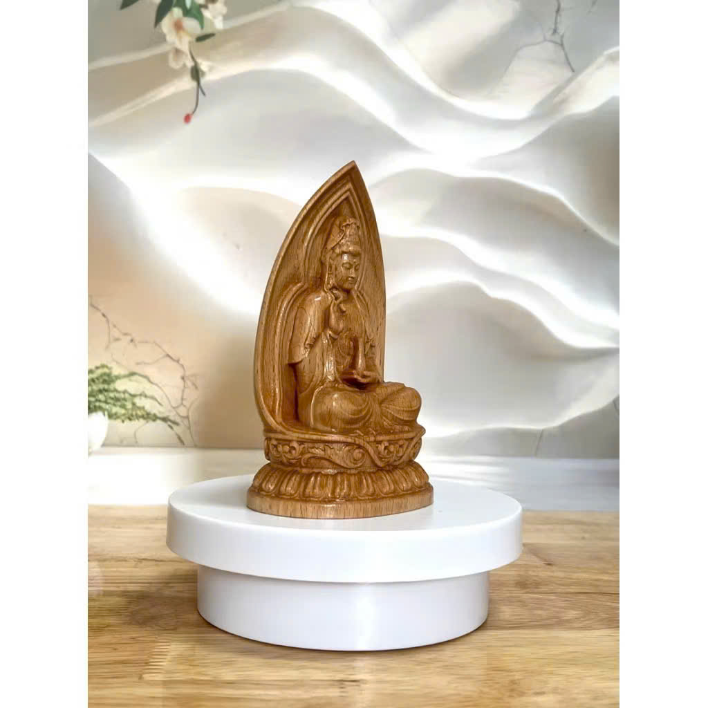 Tượng Phật Quan Thế Âm Bồ Tát, gỗ beech, cao 13cm