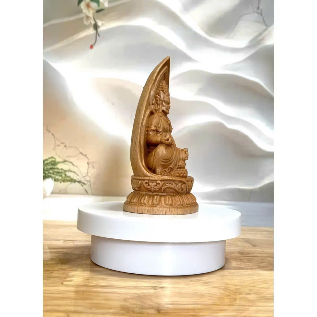 Tượng Hoàng Thần Tài, gỗ beech, cao 13cm