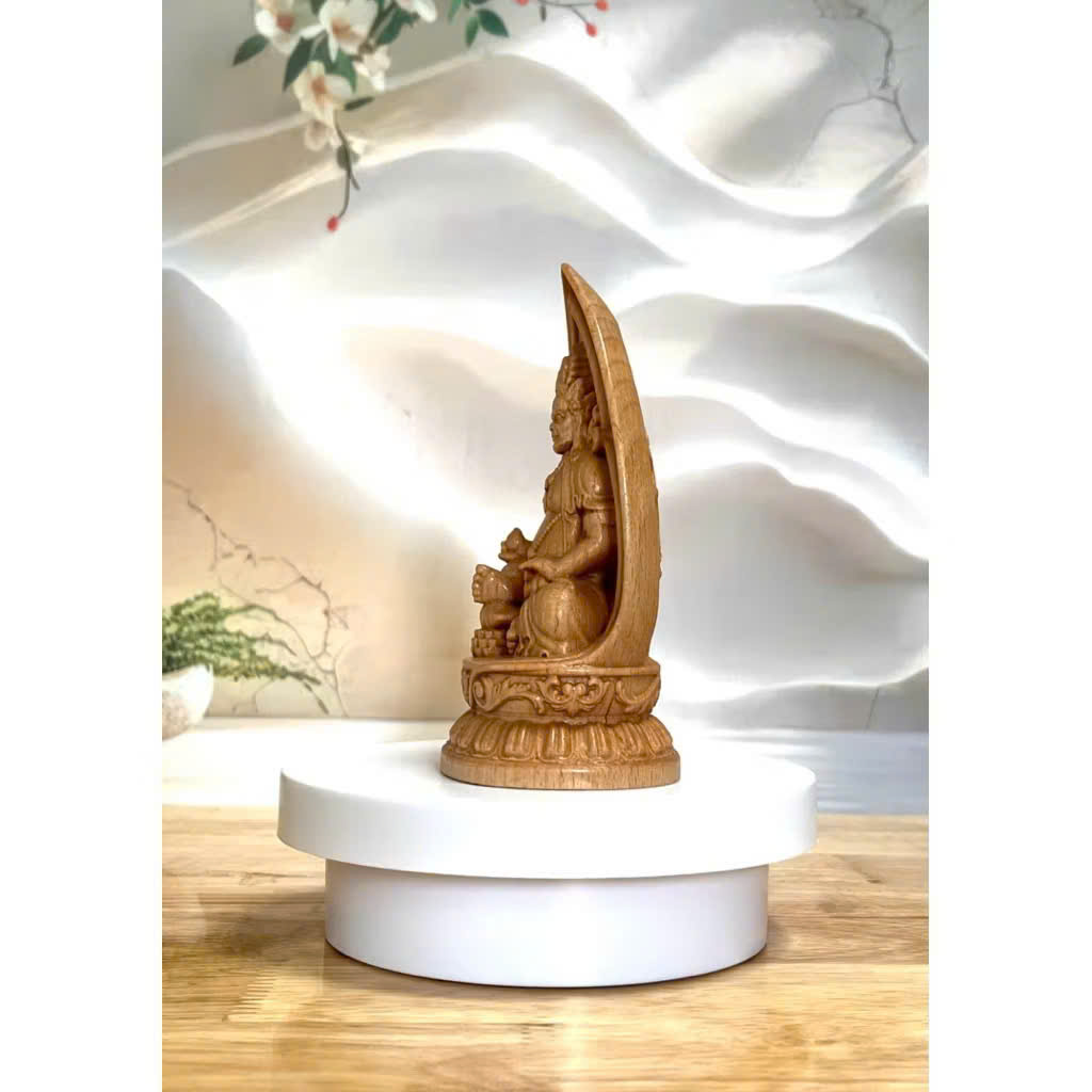 Tượng Hoàng Thần Tài, gỗ beech, cao 13cm