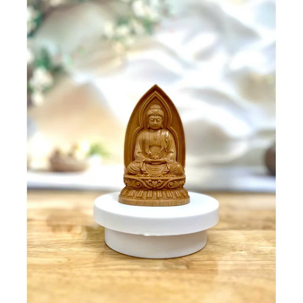 TƯỢNG PHẬT A DI ĐÀ, CAO 13CM, GỖ BEECH
