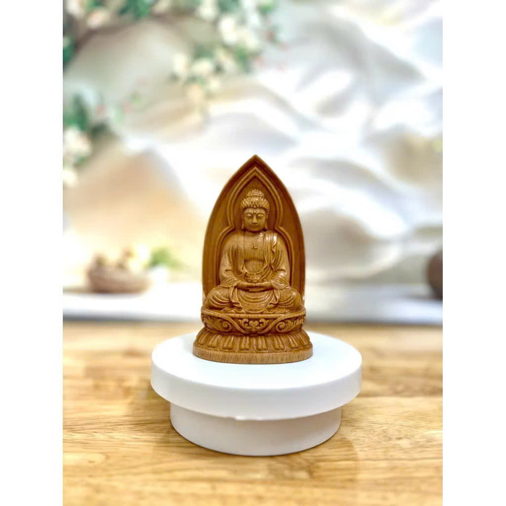 TƯỢNG PHẬT A DI ĐÀ, CAO 13CM, GỖ BEECH