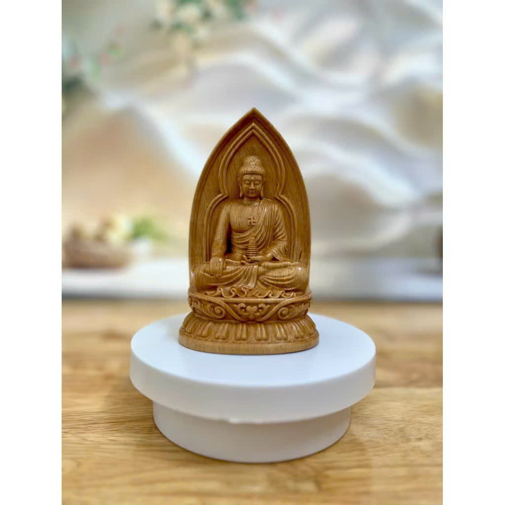 TƯỢNG DƯỢC SƯ LƯU LY QUANG VƯƠNG PHẬT, CAO 13CM, GỖ BEECH