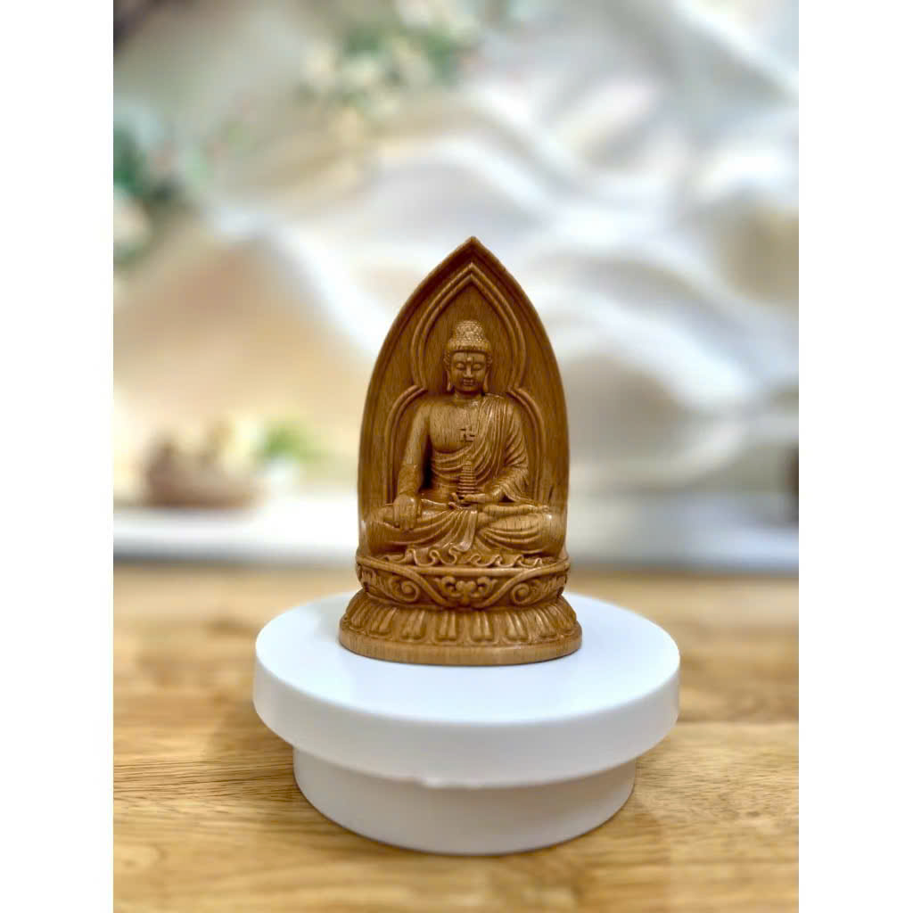 TƯỢNG DƯỢC SƯ LƯU LY QUANG VƯƠNG PHẬT, CAO 13CM, GỖ BEECH