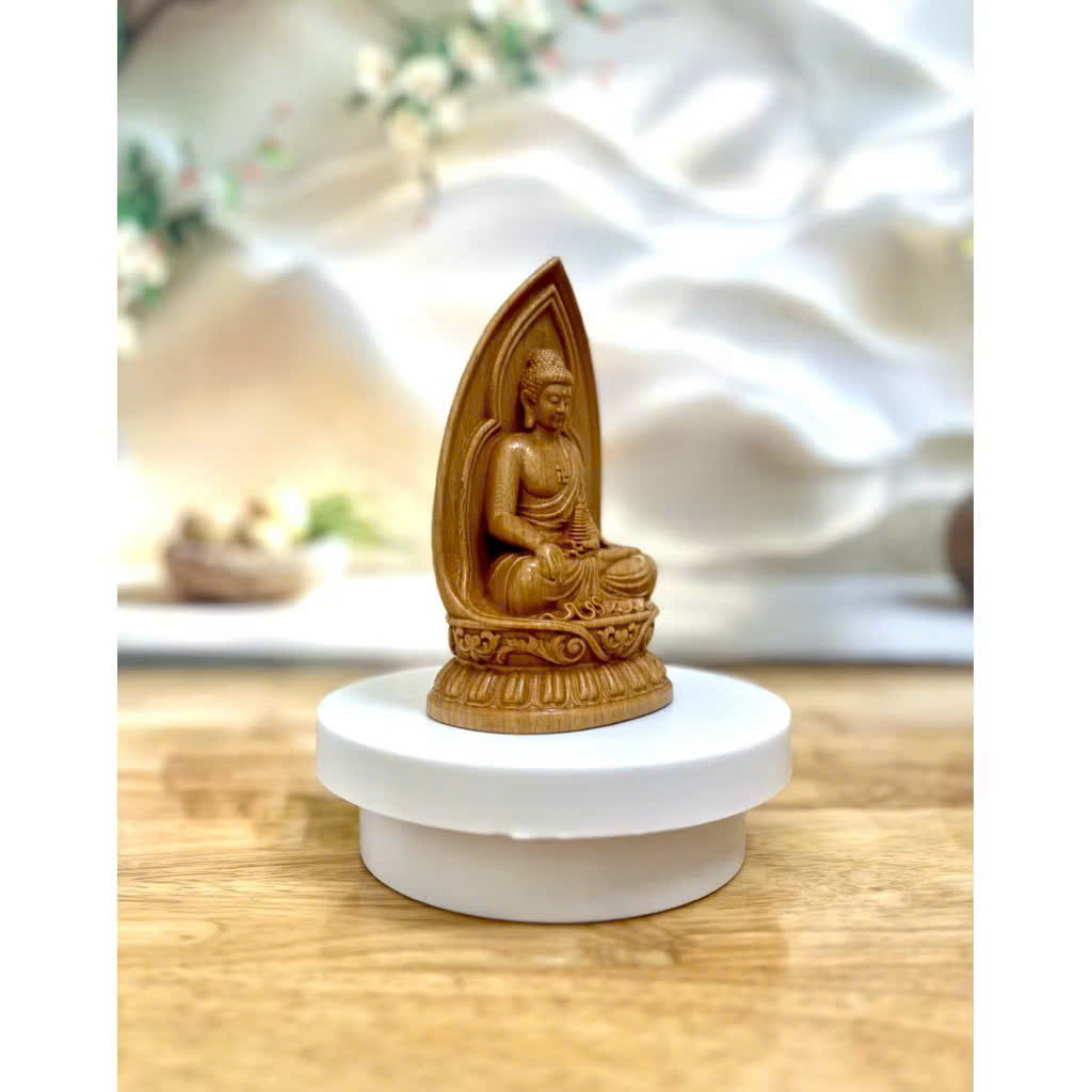 TƯỢNG DƯỢC SƯ LƯU LY QUANG VƯƠNG PHẬT, CAO 13CM, GỖ BEECH