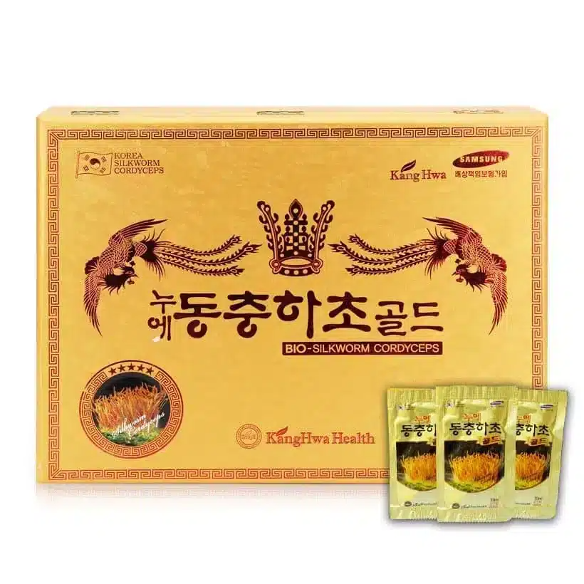 Nước đông trùng hạ thảo hộp gỗ vàng 60 gói – KANGWHA