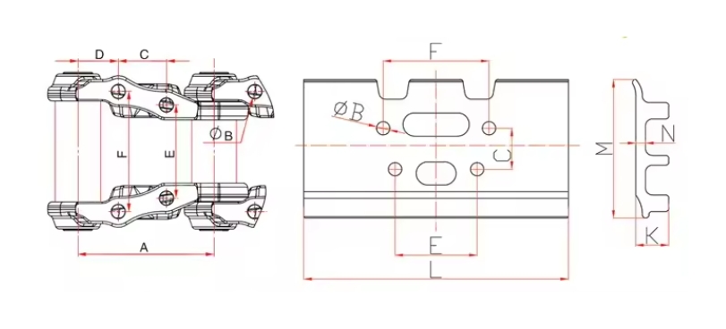 Cách đo các thông số kĩ thuật comple xích máy xúc - máy ủi theo bản vẽ kĩ thuật - Phụ tùng Nam Cường