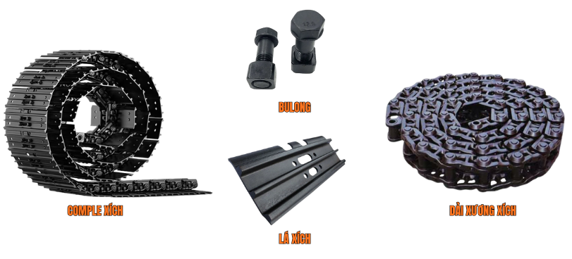 Cấu tạo bộ xích sắt comple máy xúc - máy ủi - Phụ tùng máy công trình Nam Cường
