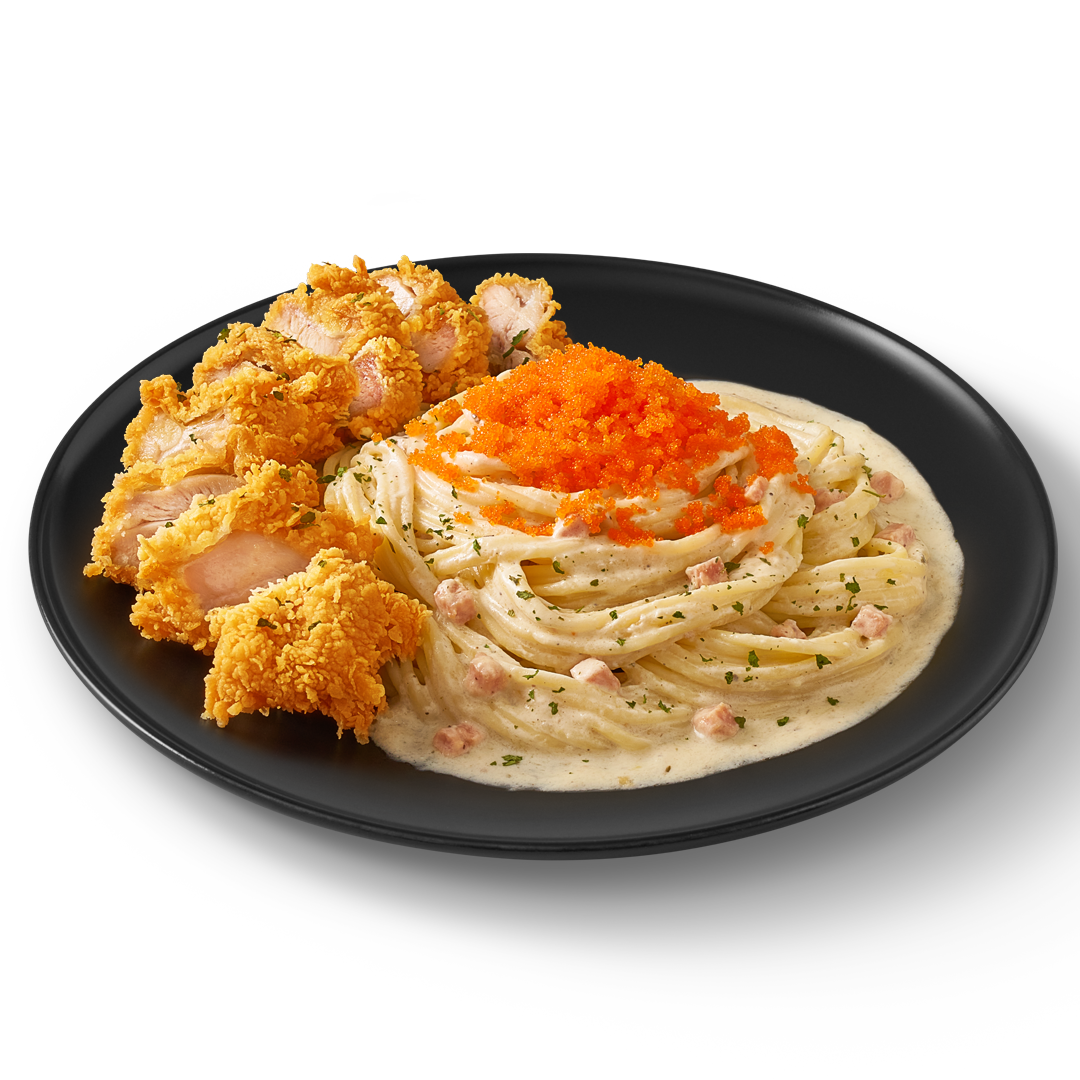Spaghetti Crispy chicken Carbonara