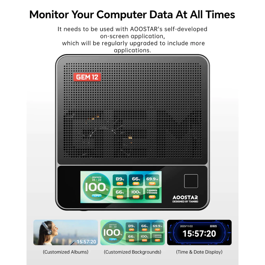 [ORDER]Mini PC AOOSTAR GEM12+ Pro | AMD R7 8845HS | Hỗ trợ RAM DDR5 64GB | 2x NVMe | USB4 | Windows 11 Pro