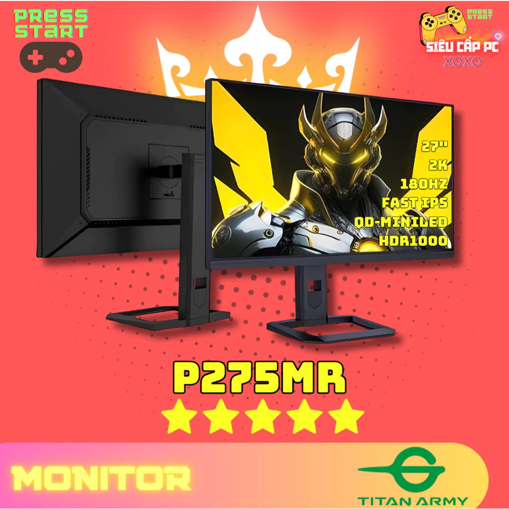 [ORDER]Màn Hình Gaming TITAN ARMY P275MR 27" 2K QHD 180Hz 1ms | Mini-LED 576 Vùng | HDR1000 | Fast IPS | Chuẩn Màu Đồ Họa
