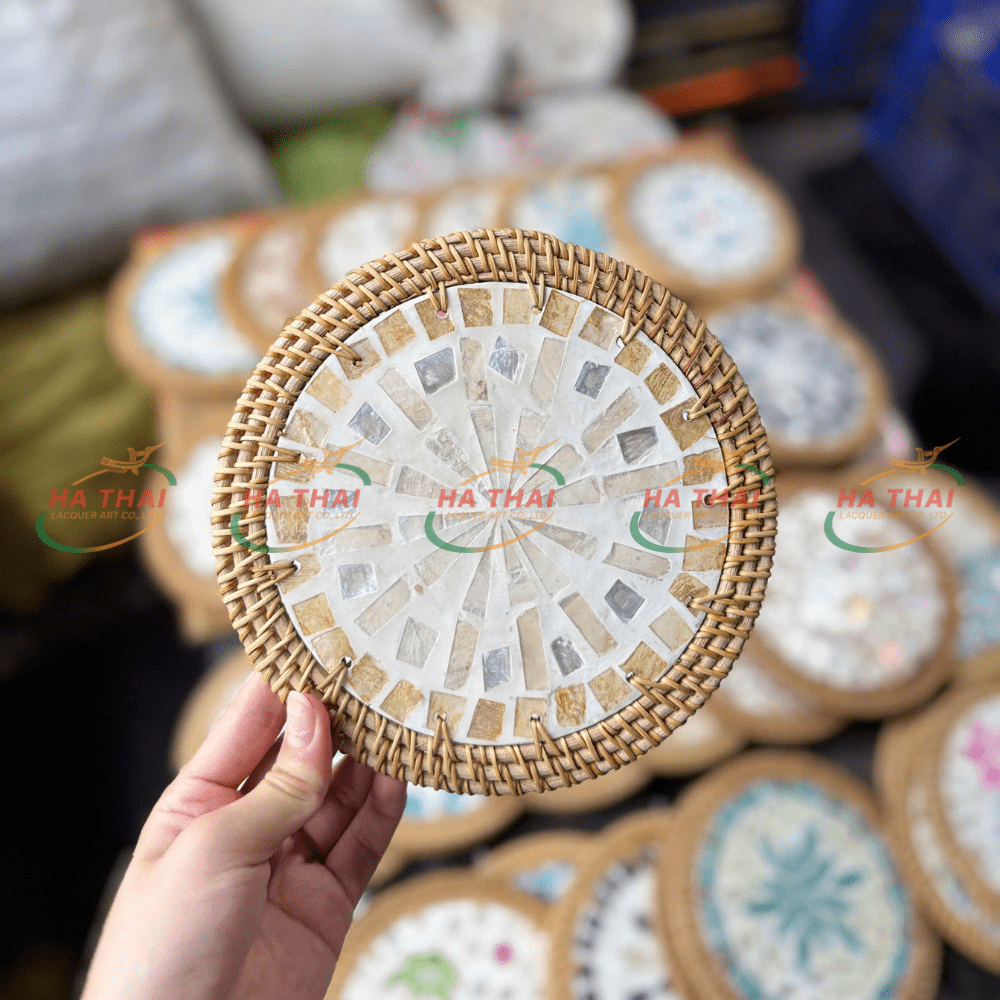 Mother of Pearl Coaster with Square Pattern (MPC15)