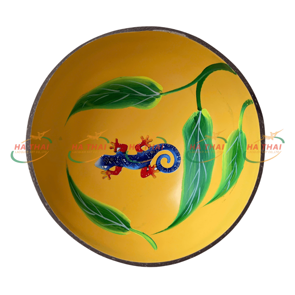 Golden Coconut Bowl and Gecko Pattern (CB077)