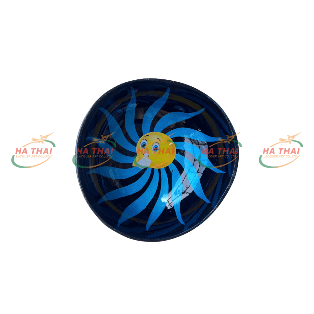 Unique Coconut Shell Bowl With Fun Emoji Design (CB093)