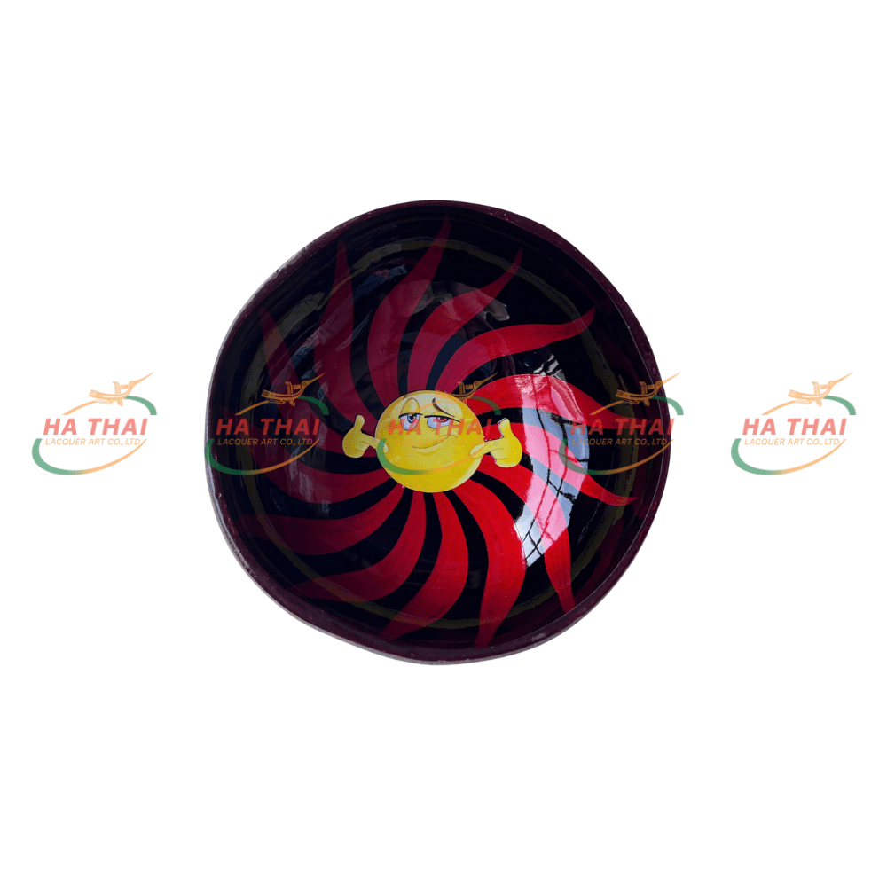 Unique Coconut Shell Bowl With Fun Emoji Design (CB093)